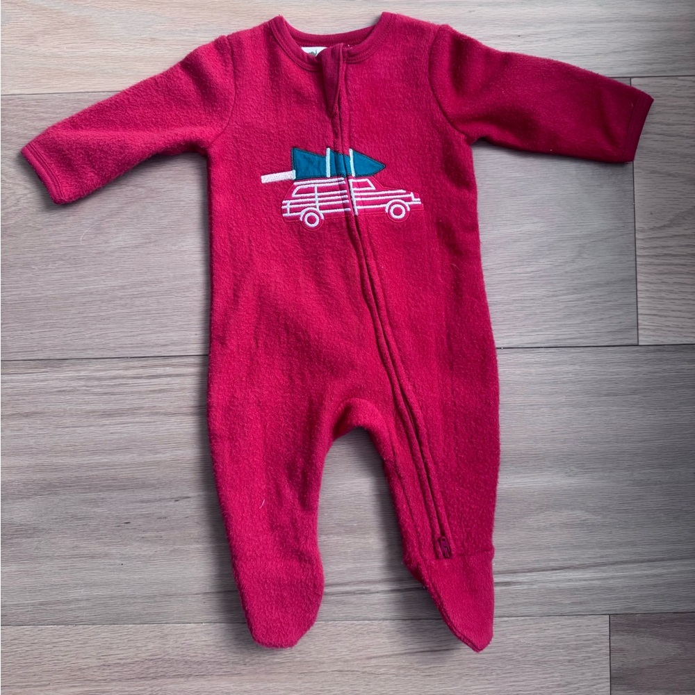 monica + andy fleece zipper one piece tree haul pattern, 0-3M